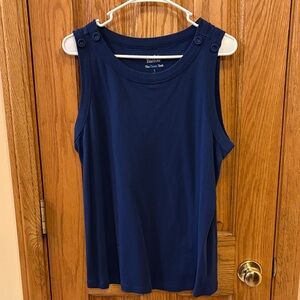 croft & barrow Navy Button-Shoulder Sleeveless Tank Top